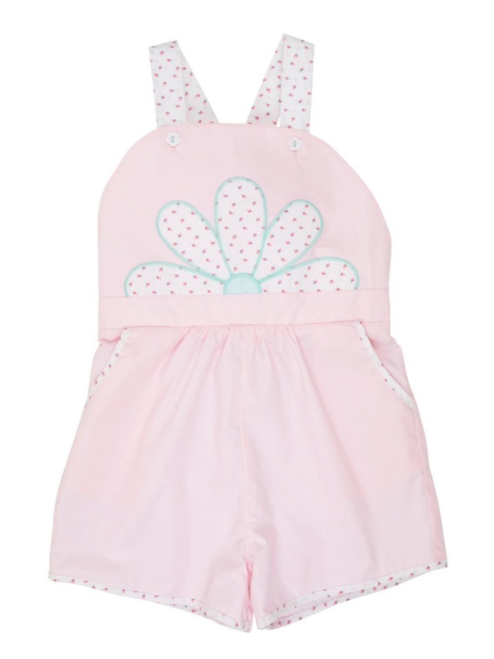 NWOT TBBC Ruthie Romper Palm beach pink port royal rosebud toddler girl applique